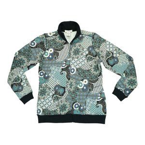 HBA Women's Paisley Print Bomber‎ Jacket with Pockets Full Zip Size Small S